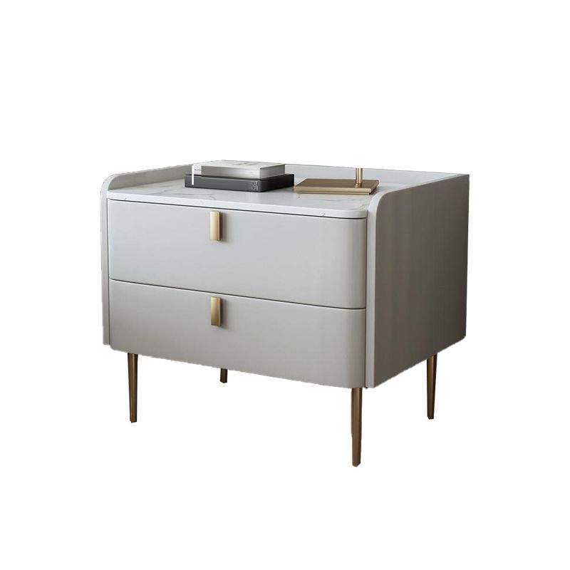 2 - Drawer Glam Nightstand Antique Finish Accent Table Nightstand