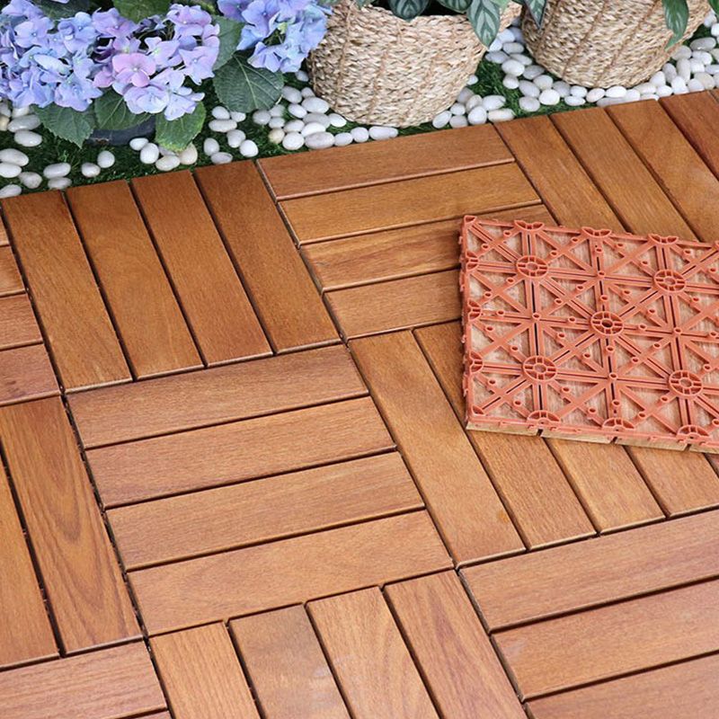 Tradition Teak Floor Tile Water Resistant Click Lock Wooden Floor for Patio Garden