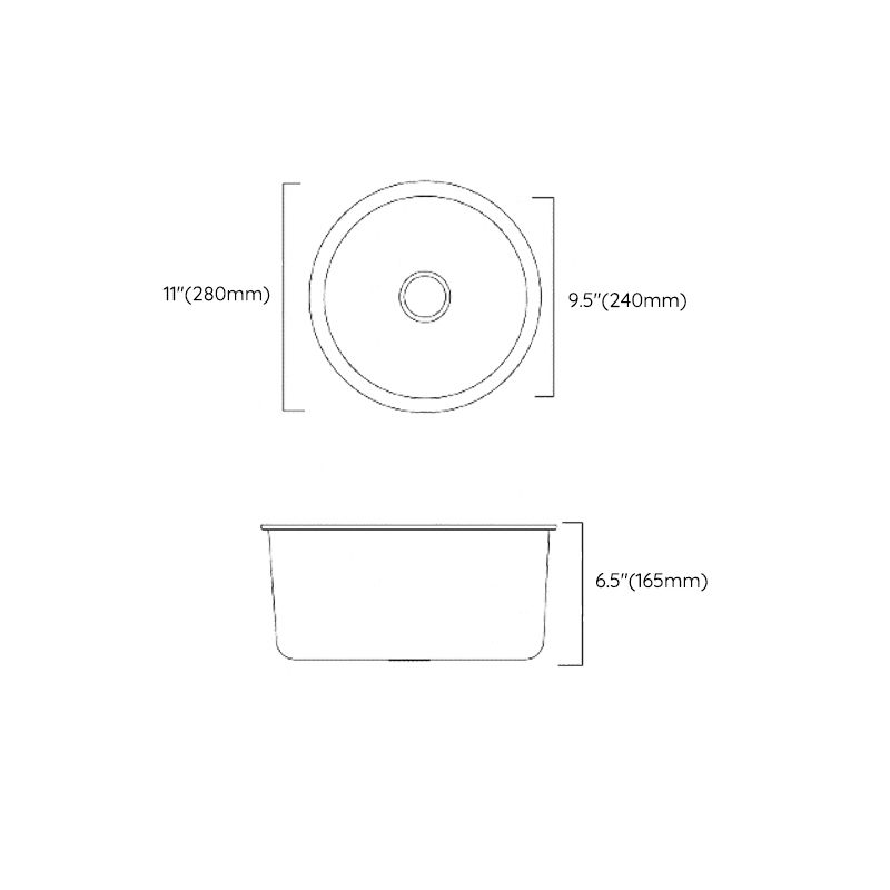 Classic Round Sink Stainless Steel Drop-In Friction Resistant Round Sink for Kitchen