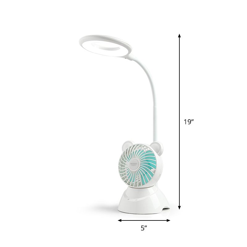 Halo Anello LED flessibile LED Light Light Macaron Plastic Kids Room Desk lampada con mini ventilatore in bianco