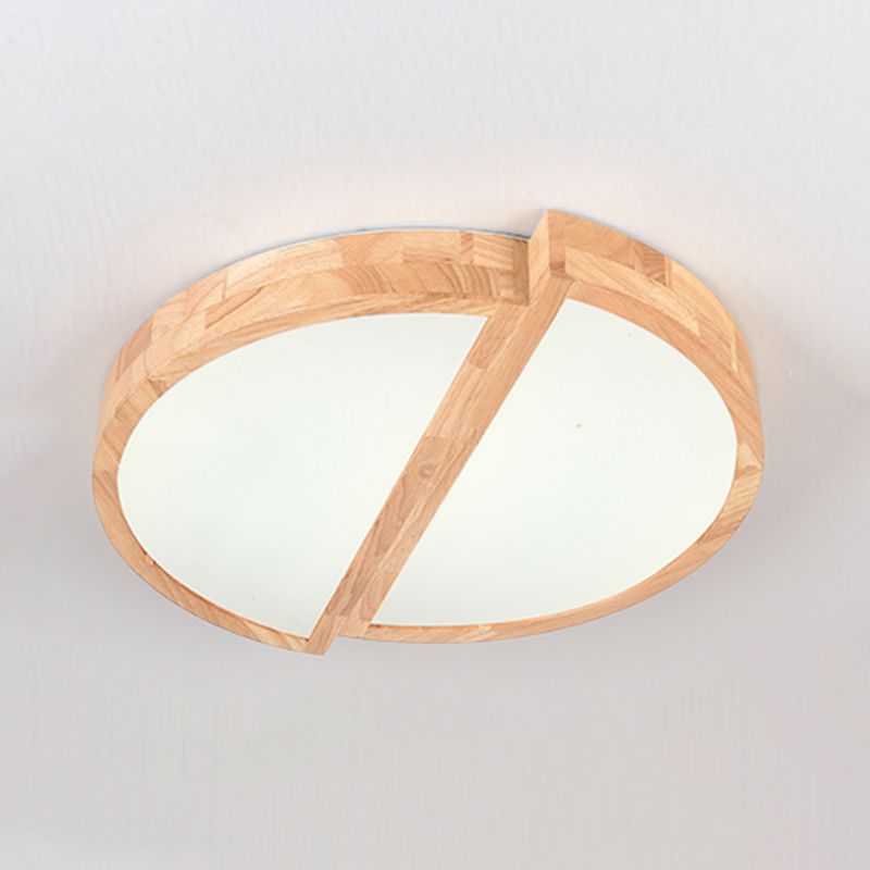 Modern Wood LED Flush Mount Geometric Shape Ceiling Light with Acrylic Shade for Bedroom