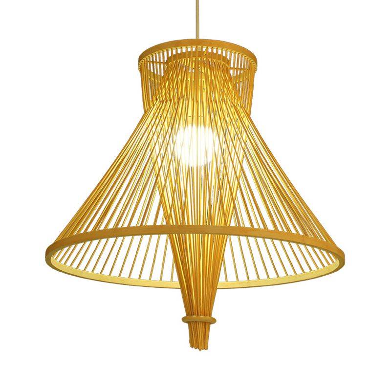 Bamboo Lantern Pendant Light Light Simple Style Hanging Lamping en beige pour salle à manger