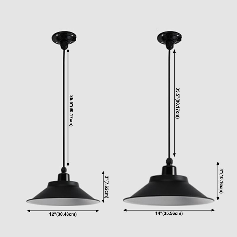 Lámpara colgante de sombra de cono de 1 luces, luz colgante de metal industrial contemporáneo