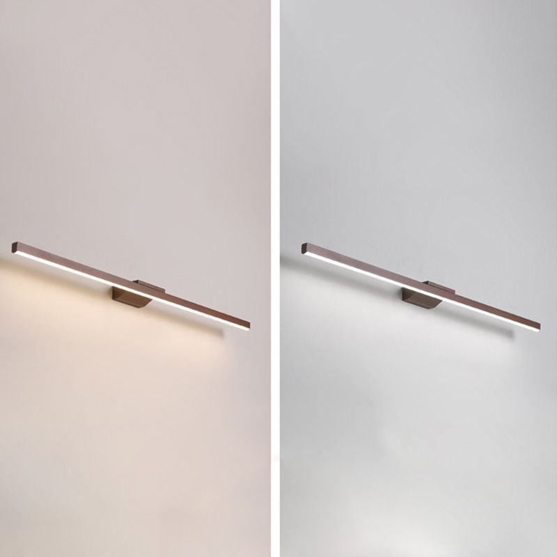 Metal Linear Shape Mirror Wall Light Modern 1 Light Mirror Wall Mount Fixture in Brown