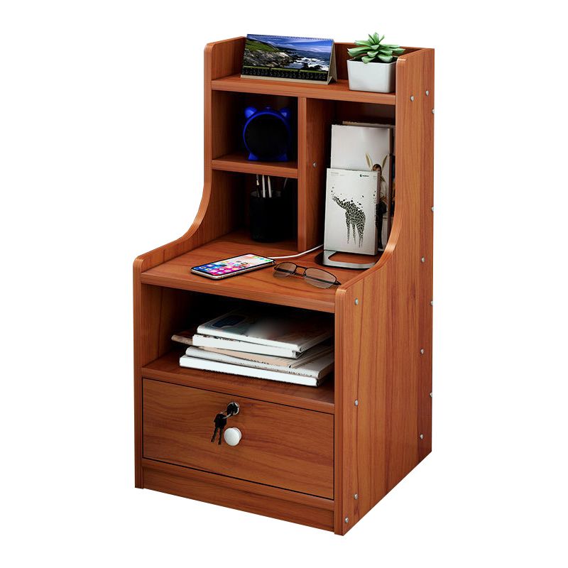 Wooden Night Table Modern Style Minimalist Bedside Table with Drawers