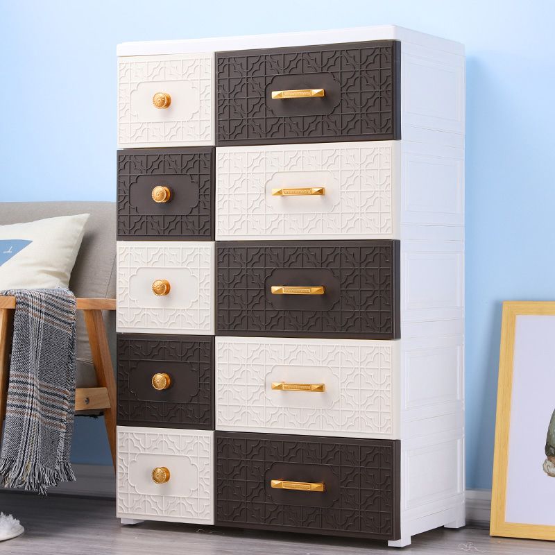 Scandinavian Nursery Dresser Vertical Plastic Kids Furniture with Drawers for Bedroom