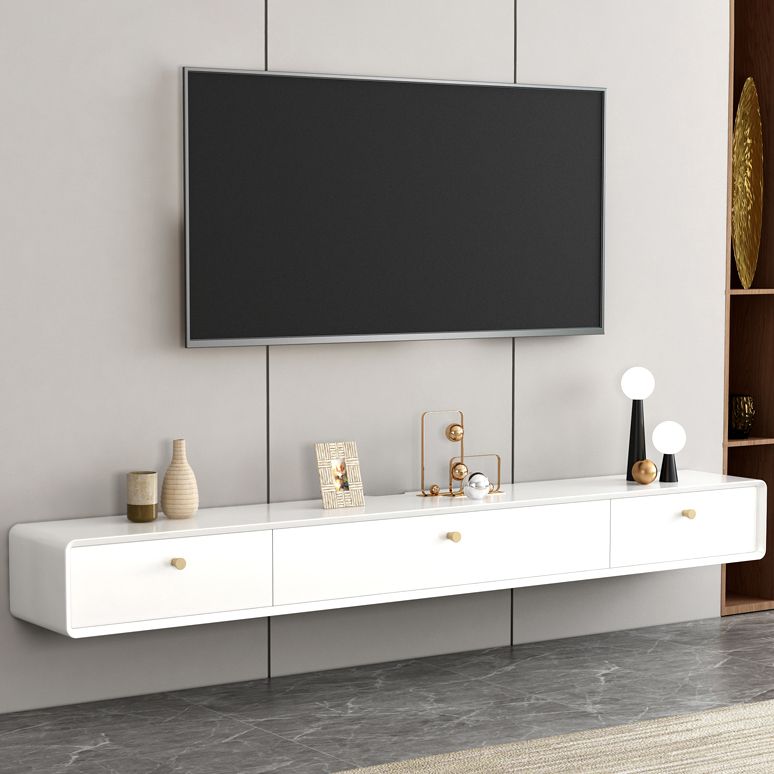 Contemporary Style Wall-mounted TV Stand Rubber Wood TV Cabinet