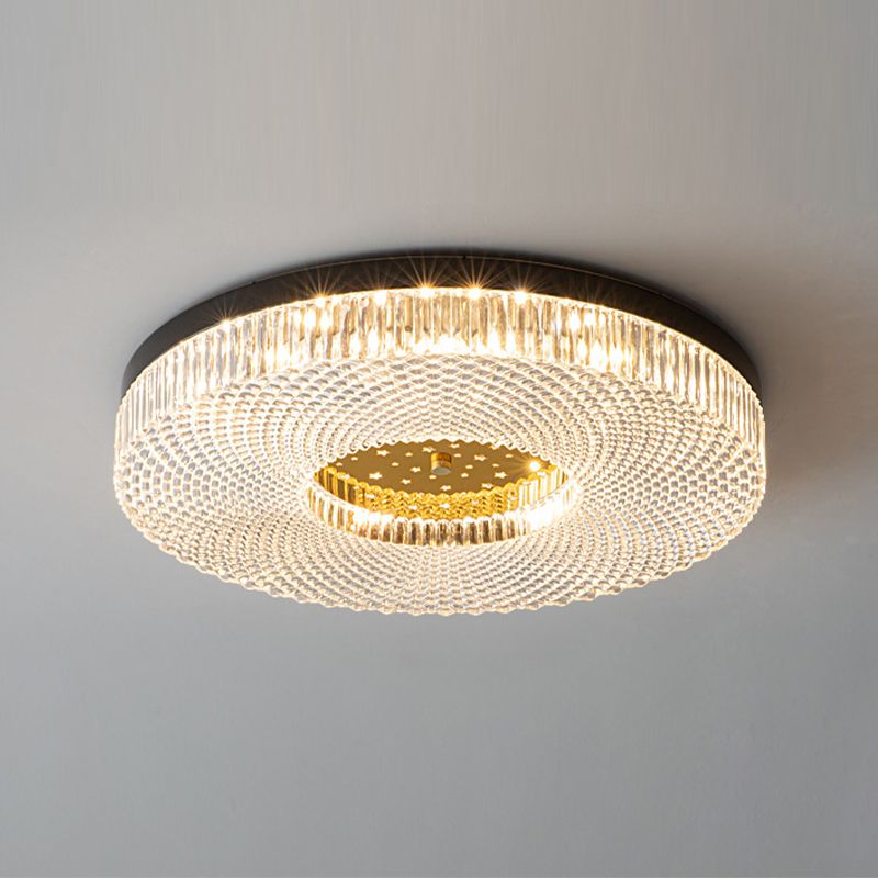 Single Golden Flush Mount Lighting Circle Acrylic LED Ceiling Light