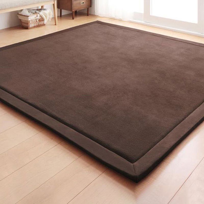 Fancy Living Room Carpet Solid Color Polyester Area Rug Stain Resistant Area Rug
