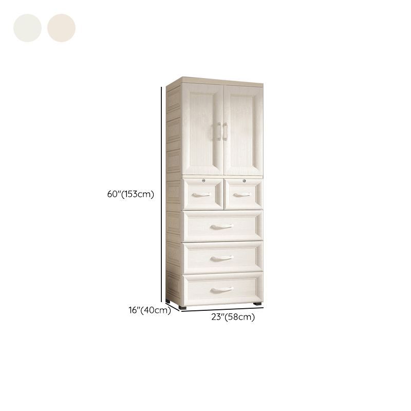 Modern Kid's Wardrobe Plastic 2-door Wardrobe Closet for Bedroom