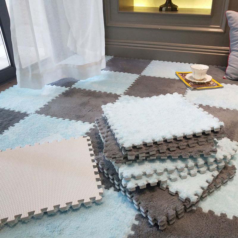 Modern Carpet Floor Tile Interlocking Plush Cut Non-Skid Tiles and Carpet