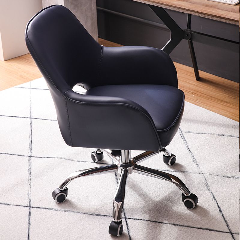 Contemporary Armless Office Chair Leather Distressing Ergonomic Desk Chair with Wheels