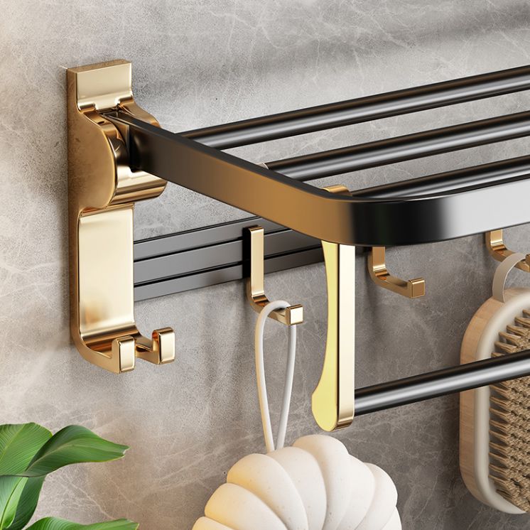 Black and Brass Bathroom Accessory Set Contemporary Bath Set with Bath Shelf/Towel Bar