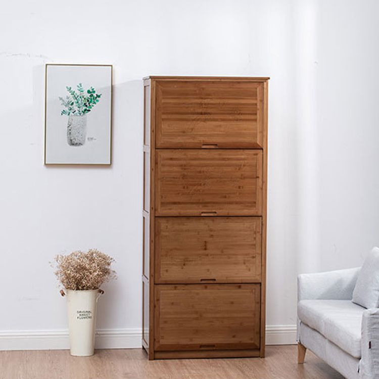 Mid-Century Modern Brown Accent Cabinet with Doors in Solid Wood