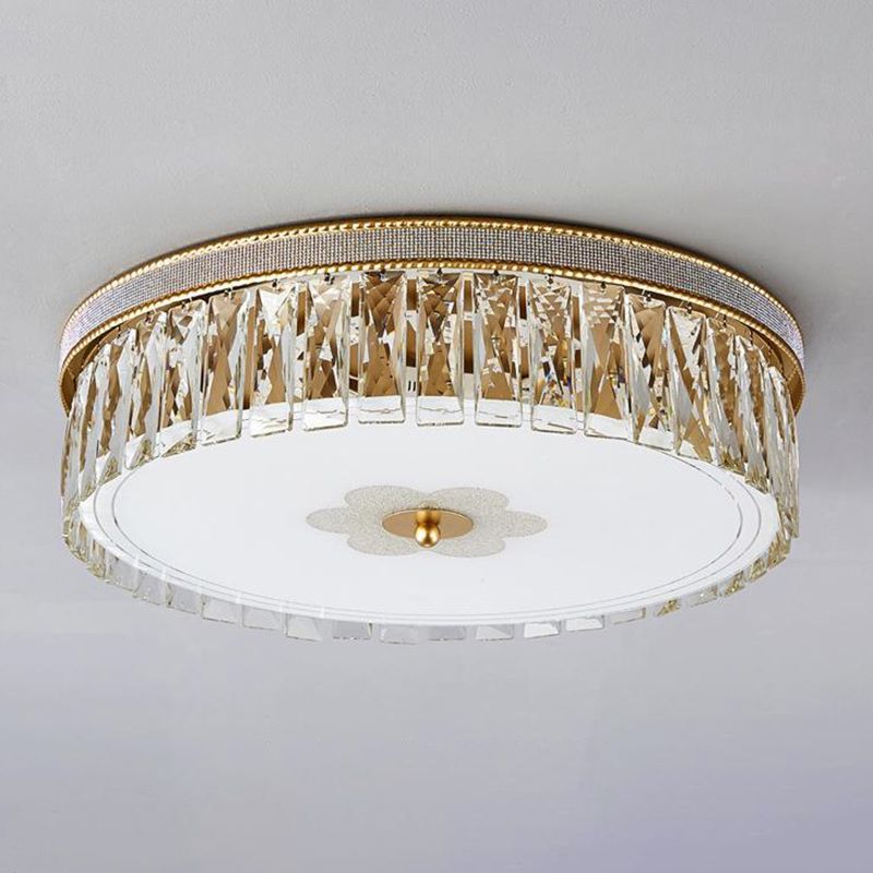 Crystal Round Flush Mount Lights Contemporary Style 1 Light Flush Mount Fixture