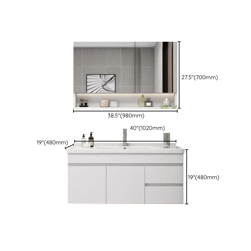 Glam Bathroom Sink Vanity Wall Mount Bathroom Vanity Set with Mirror