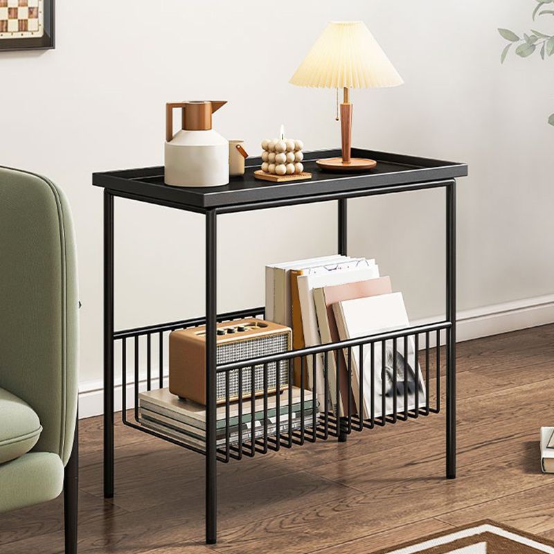 Modern Metal Nightstand Open Storage Stainless Shelf Included Night Table with Legs