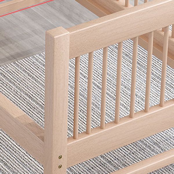 Scandinavian Beech Wood Nursery Crib Standard Size Crib with Guardrail