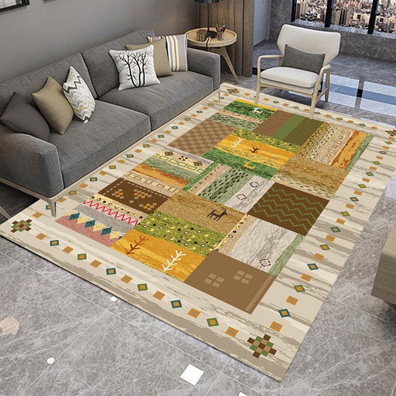 Multi-Color Bohemian Area Rug Tribal Classicism Rug Polypropylene Washable Carpet for Home Decor