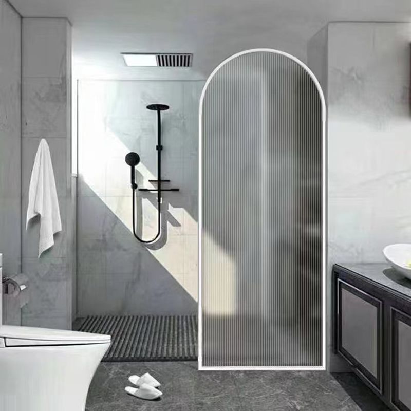 White Shower Door Frame Single Fixed Frosted Tempered Shower Bath Door