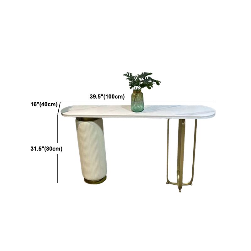 15 Inch Wide Glam Accent Table Stone Gold Console Accent Table