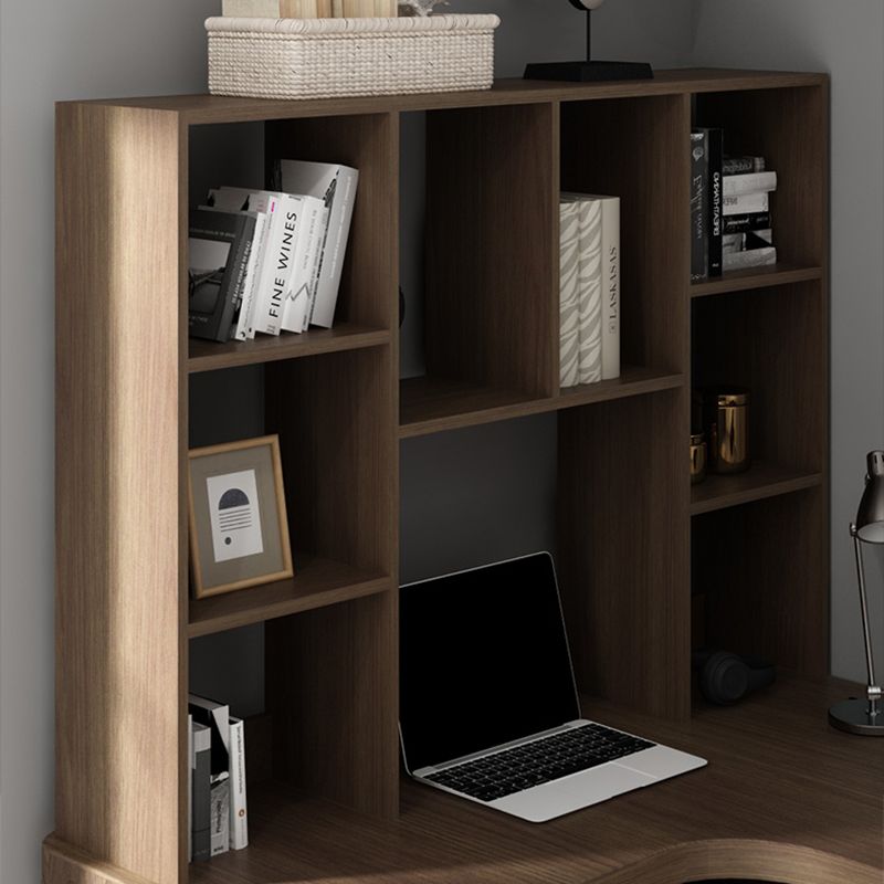 Contemporary Office Desk L-Shape Credenza Desk with Bookcase