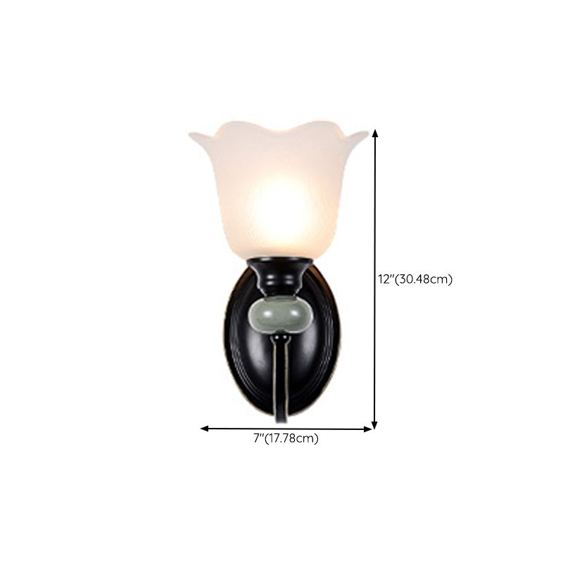 American Style Black Sconce Light Fixtures Glass Shade Wall Light Sconces