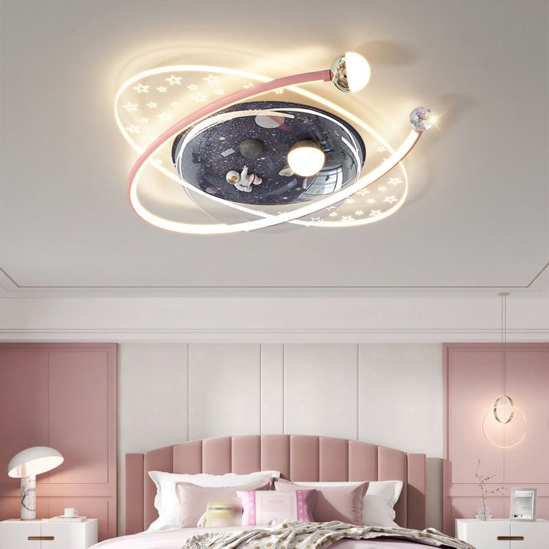 Modern Resin Flush Mount Geometric Shape Ceiling Light with Plastic Shade for Living Room