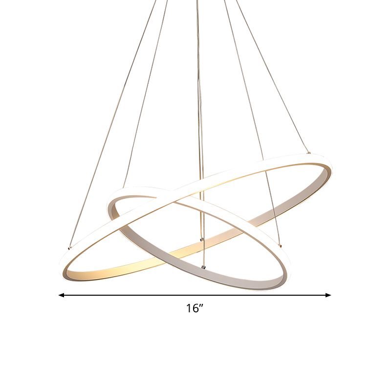 Orb Hanging Light Kit Modern Acrylic White LED Chandelier Lamp in Warm/White Light, 8"+16"/16"+23.5"/8"+16"+23.5" Wide