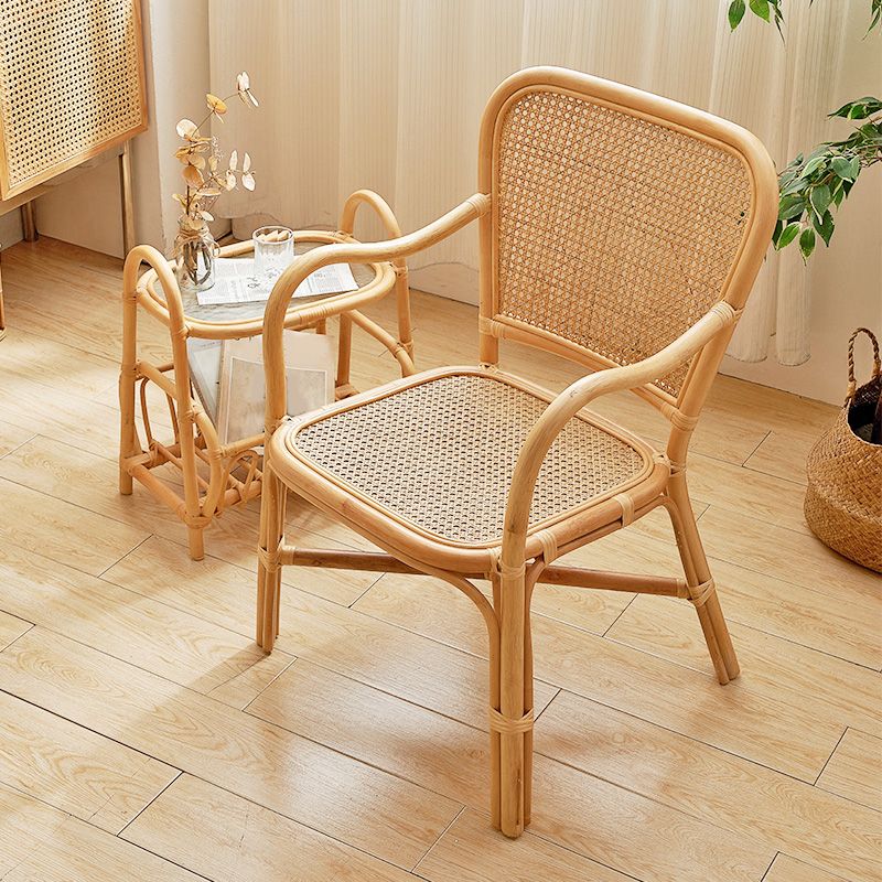 24" Wide Tropical Dining Side Chair Rattan Natural Outdoor Chair