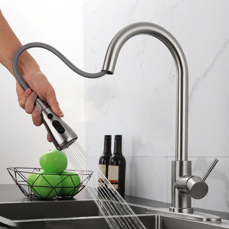 High Arch Standard Kitchen Faucet Lead Free Swivel Spout with Pull Out Sprayer