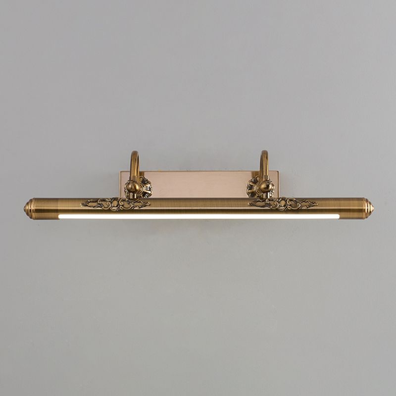 Linear Shade Metal Sconce Light Modern Style 1-Light Mirror Wall Mount Lighting in Gold