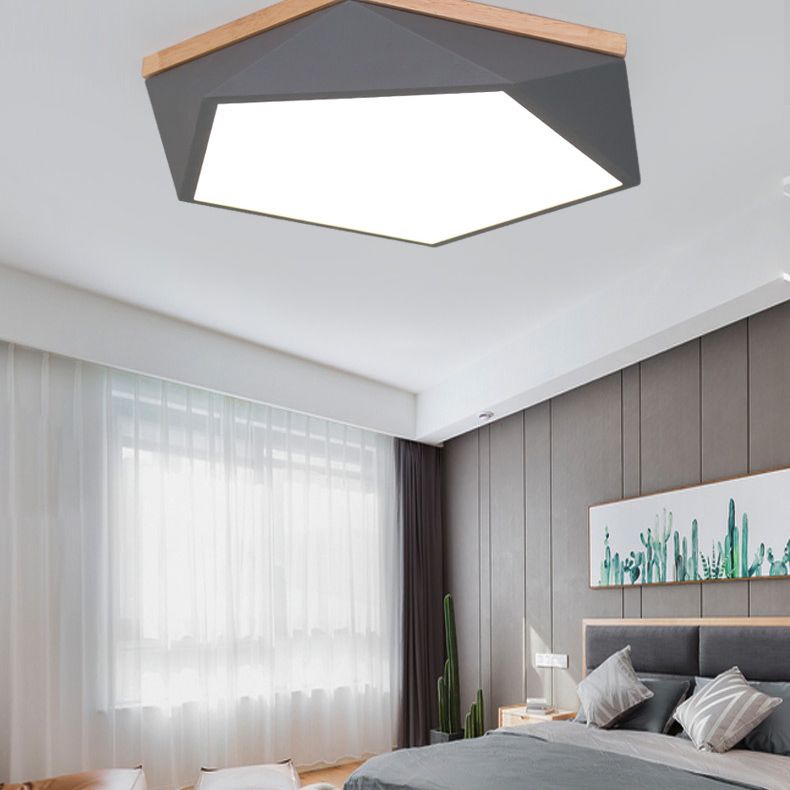 Bedroom LED Flush Ceiling Light Macaron Flush Mount with Pentagon Acrylic Shade