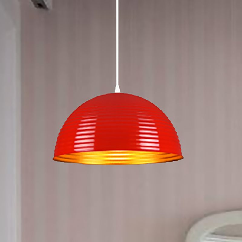 Dome Shade Pendant Light avec Ruffle Contemporary Metal Single Head Red / Jaune / Blue Pendant Light, 12 "/ 16" /19,5 "de large