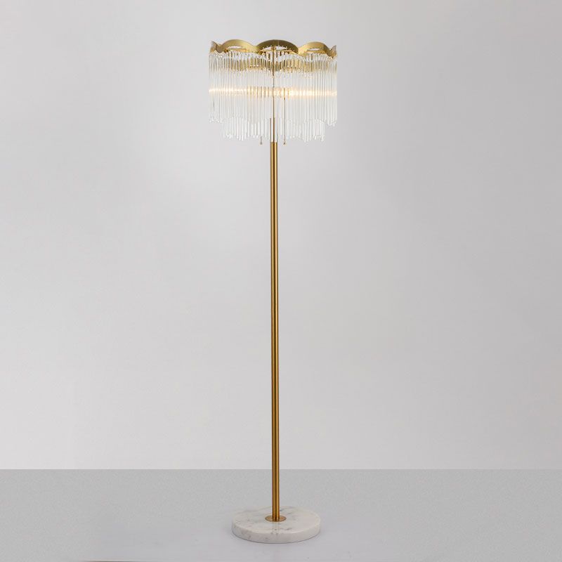 Waved Round Floor Lighting Post Modern Clear Glass Bar 3 Lights Gold Floor Lamp