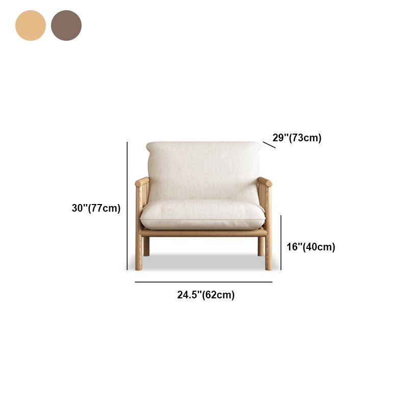 Linen Contemporary Square Arm Sofa Wooden Standard Sofa for Living Room, Apartment