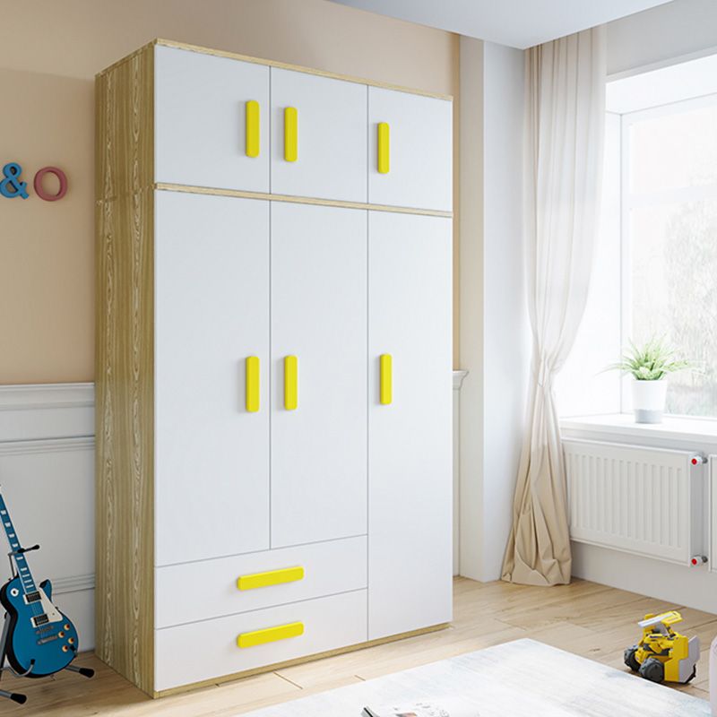 Yellow Modern Kids Closet 2-Drawer Wooden Glossy Kid's Wardrobe