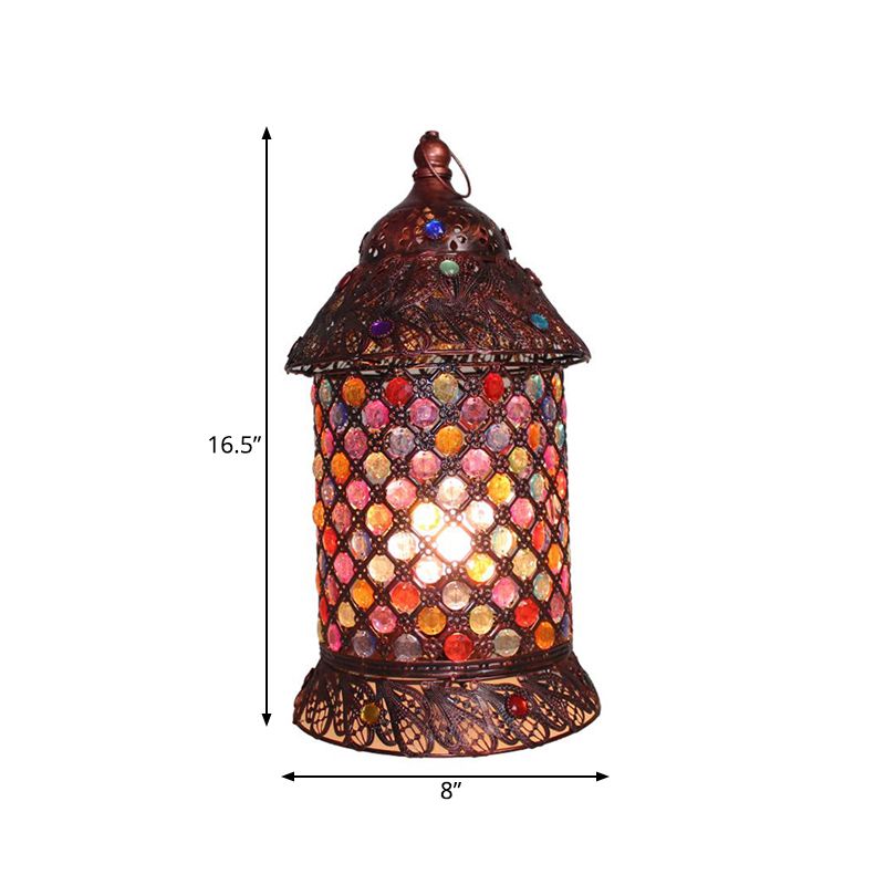 Copper Pavilion Nightstand Light Antique Metal 1 Light Study Room Night Table Lighting