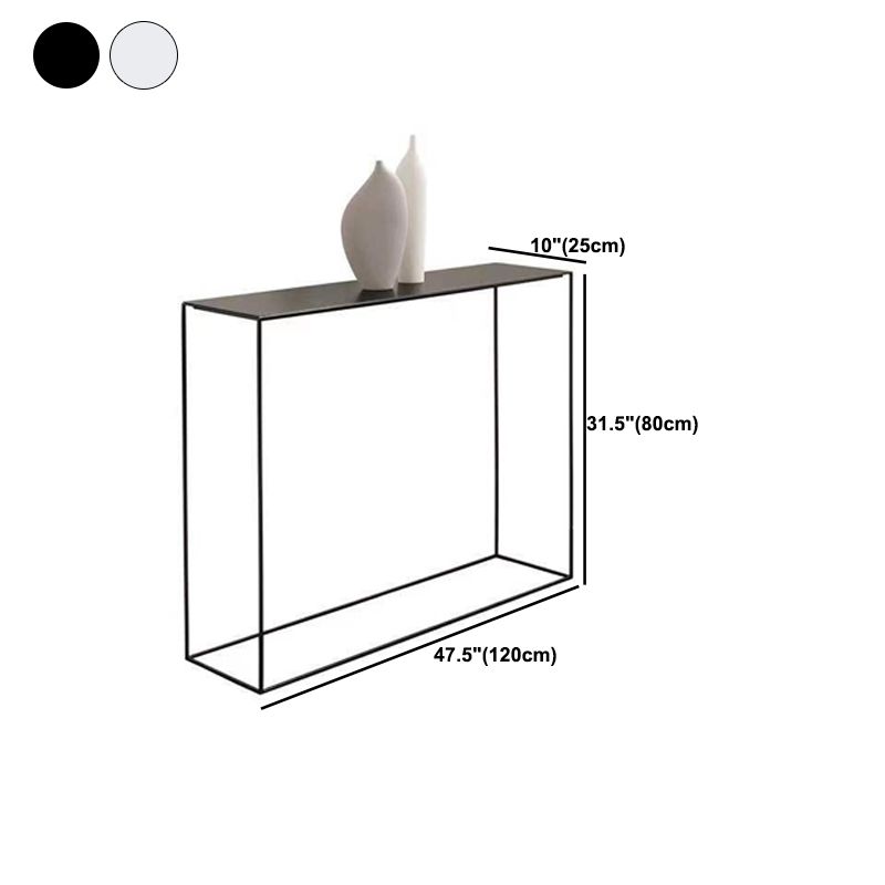 Contemporary Iron Accent Table with Frame Base and Rectangle Top