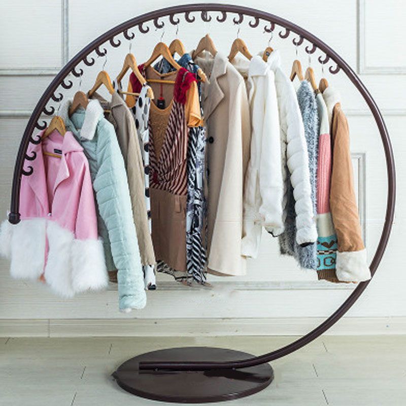 Luxurious Metallic Round Coat Hanger Free Standing Hooks Design Coat Rack