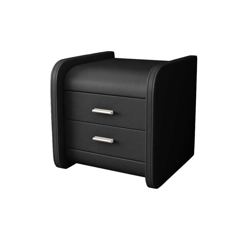 Leather 19.29 H Nightstand Contemporary Night Table with Drawers