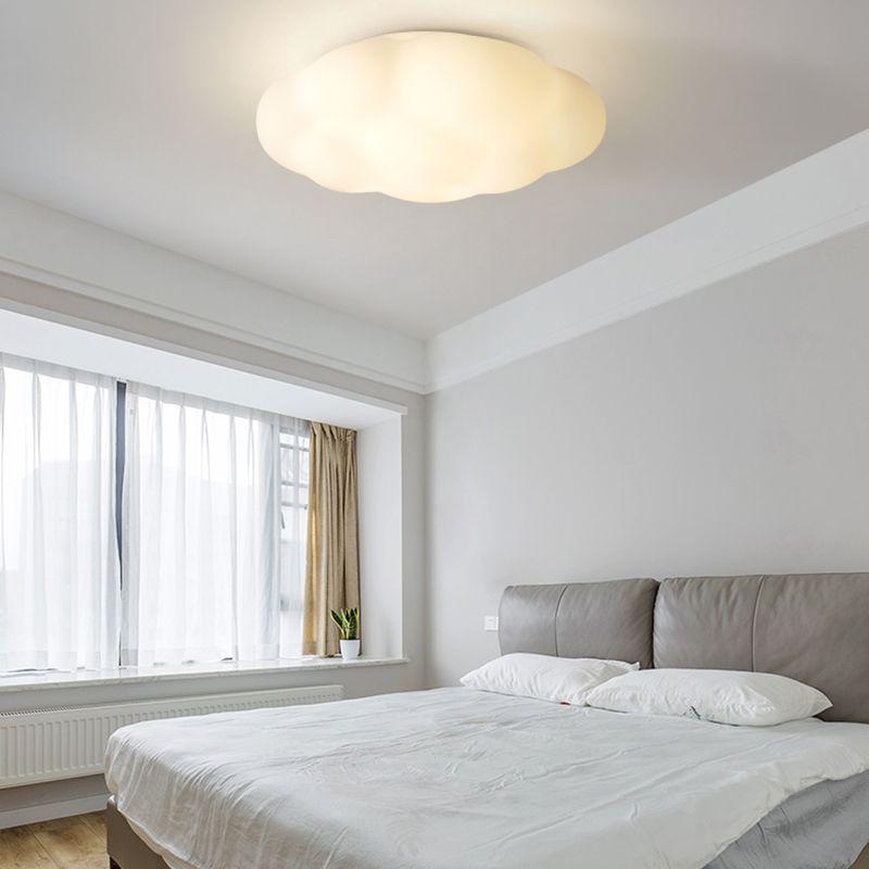 Modern Metal Flush Mount Cloud Shape LED Ceiling Light with Plastic Shade for Bedroom