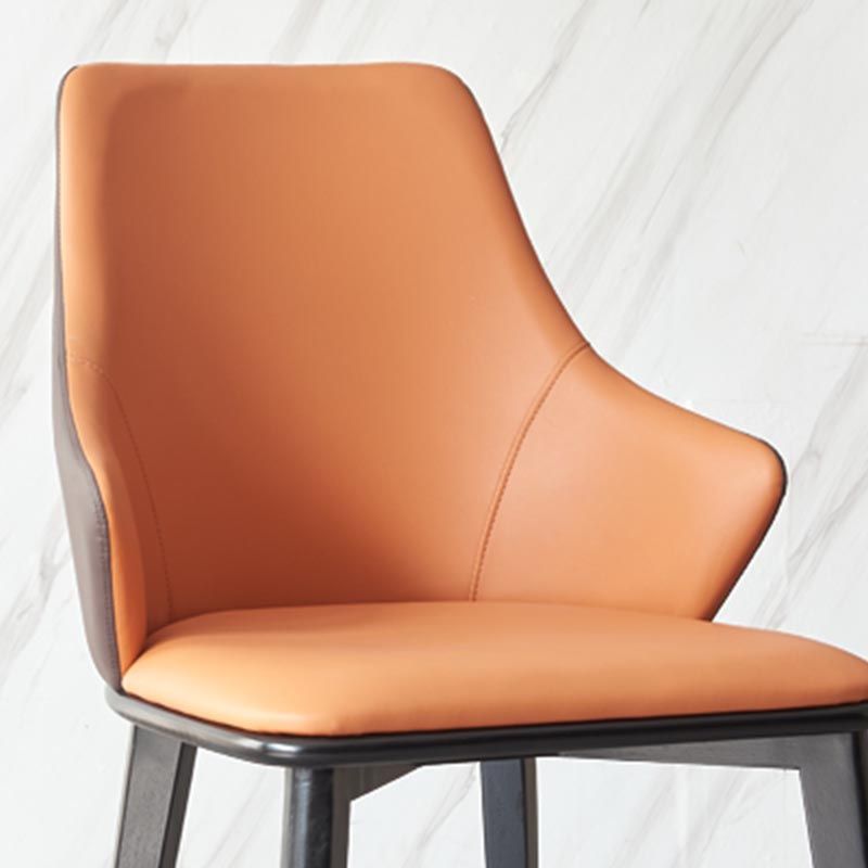 Leather Dining Arm Chair Modern Indoor Chair with Solid Wood Legs