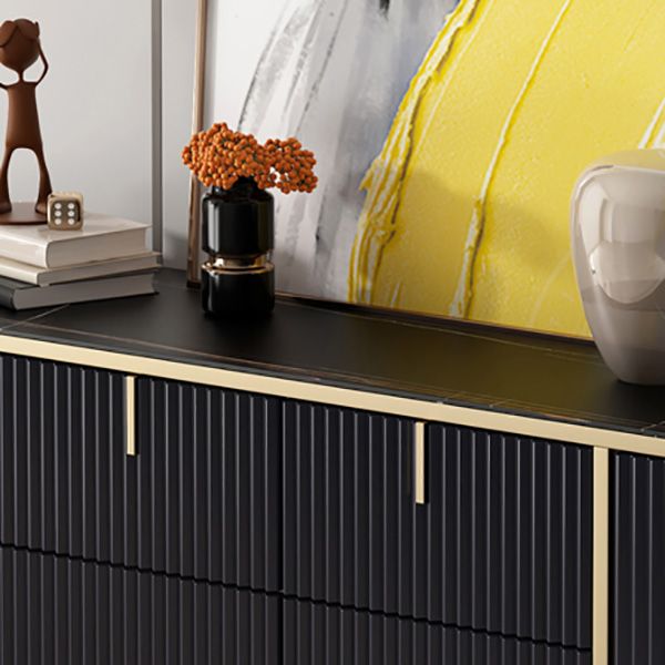 Glam Style Sideboard Stone Side Board with Drawers and Cabinets