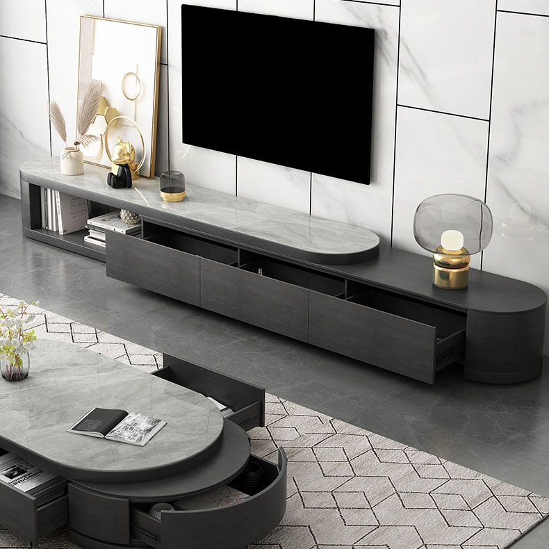 Open Storage Media Console Stone TV Media Stand for Living Room