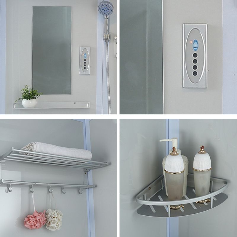 Framed Tempered Glass Shower kit with Base Included Framed Shower Stall in White