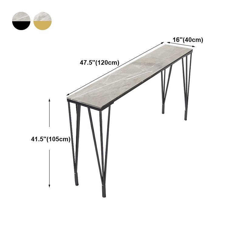 Modern Marble Pub Table with Rectangle Table Top Legs Table - 42" H