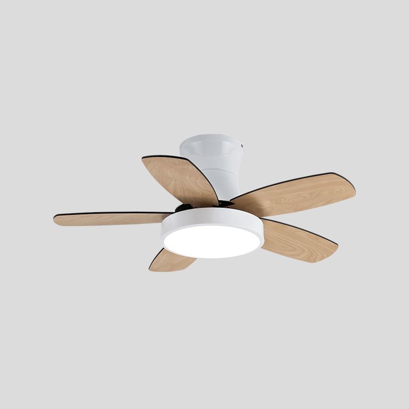 Round Ceiling Fan Light Kids Style Metal Single Light LED Flush Light for Bedroom