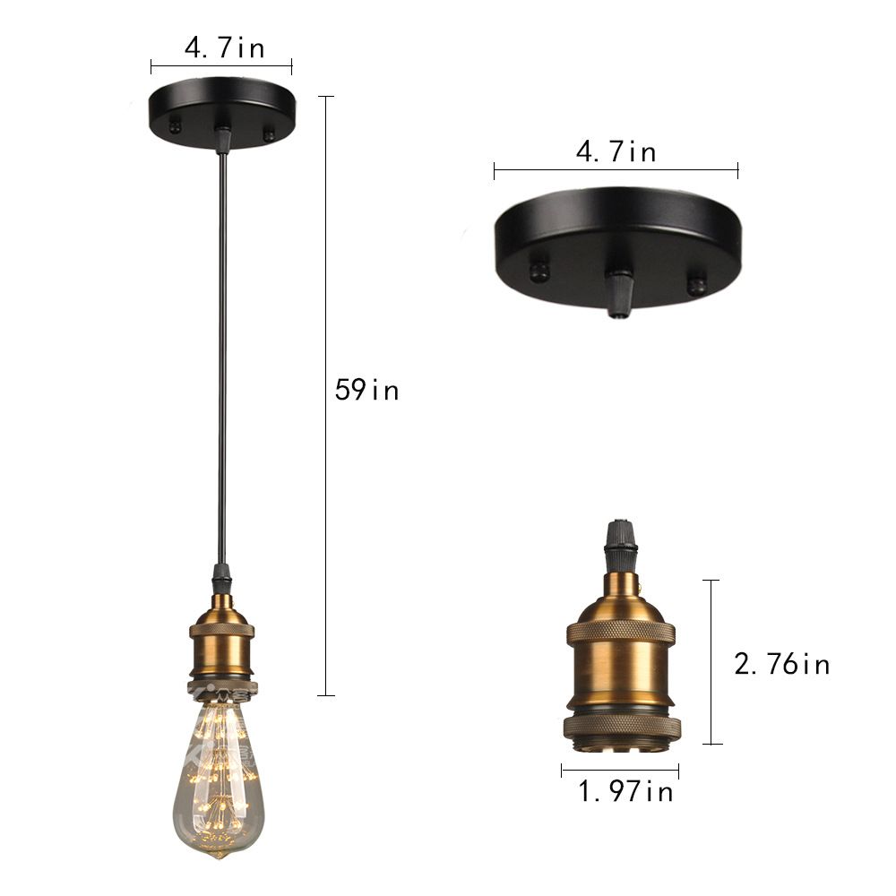 Open Bulb Metal Ceiling Lighting Fixture Farmhouse Style Hallway Hanging Lamp in Black