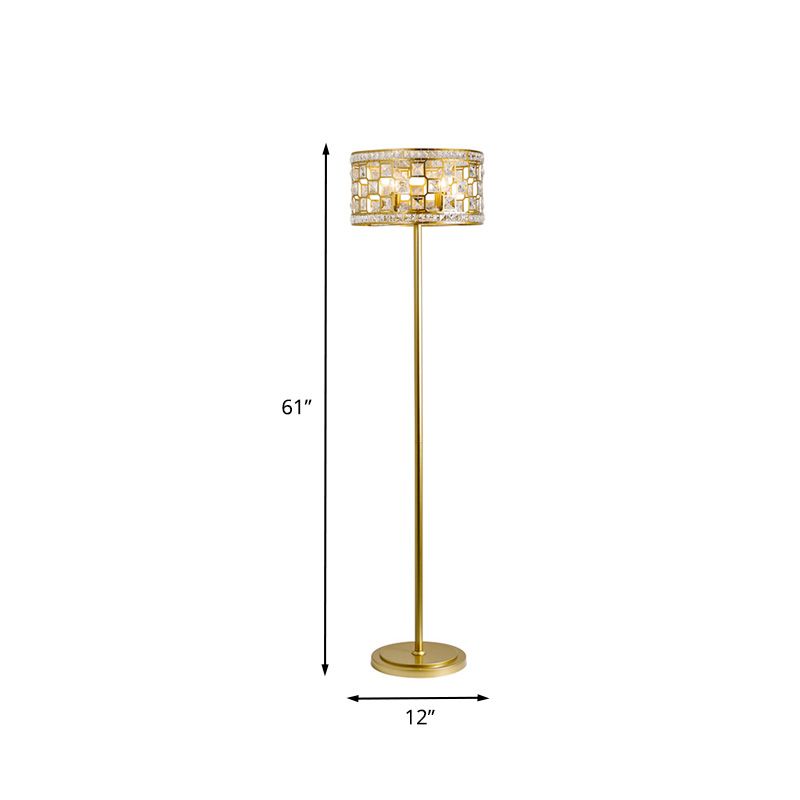 Goldene Trommelausschnitte Bodenlicht traditioneller Kristall Einer Lounge Stehstrost Lampe